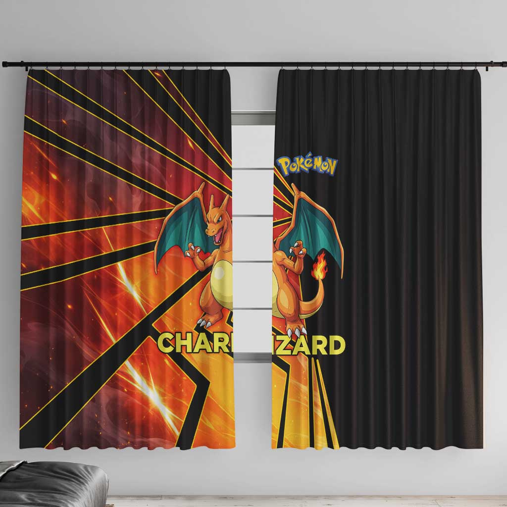 Charizard Poké Window Curtain Retro Comic Style Explosion