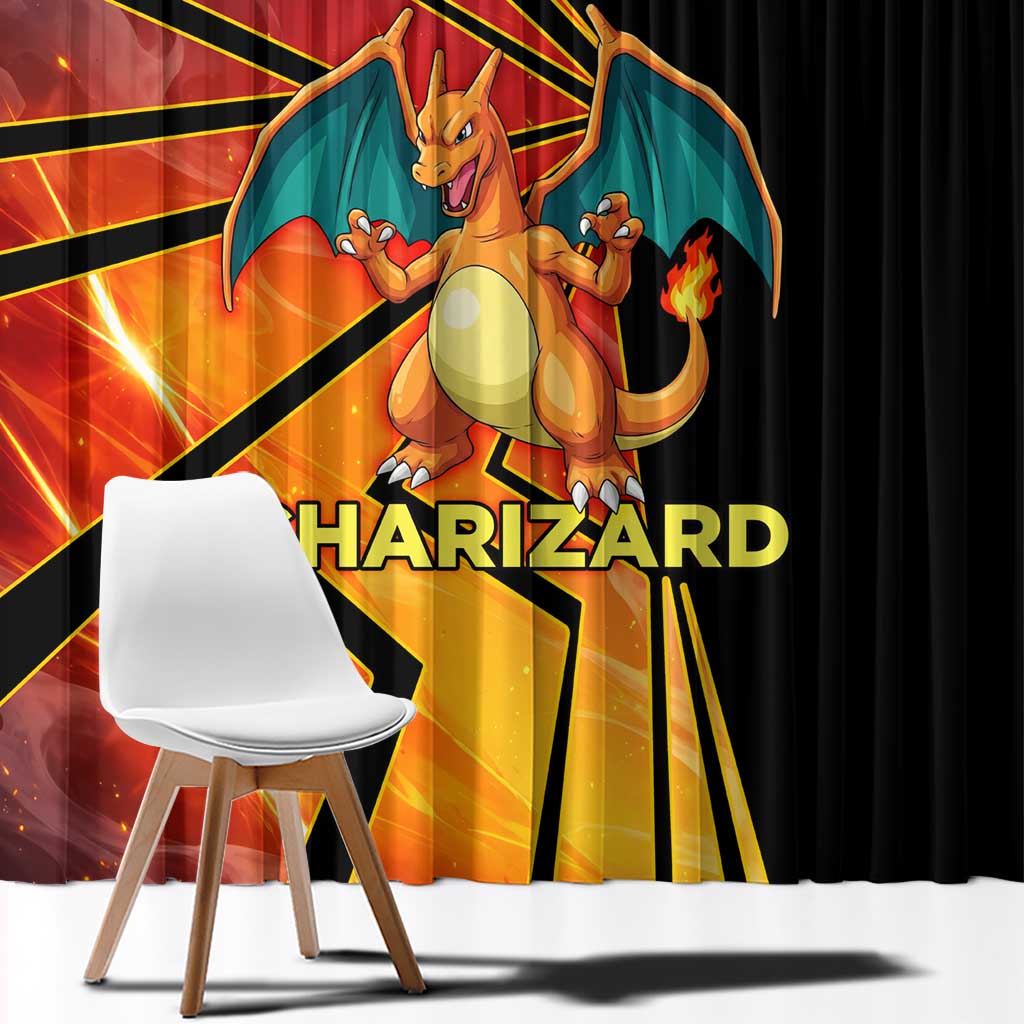 Charizard Poké Window Curtain Retro Comic Style Explosion