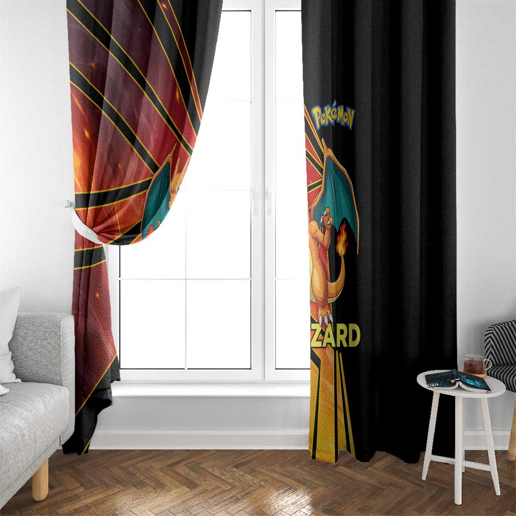 Charizard Poké Window Curtain Retro Comic Style Explosion