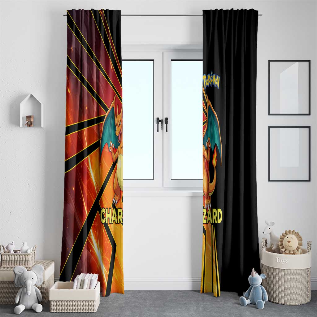 Charizard Poké Window Curtain Retro Comic Style Explosion
