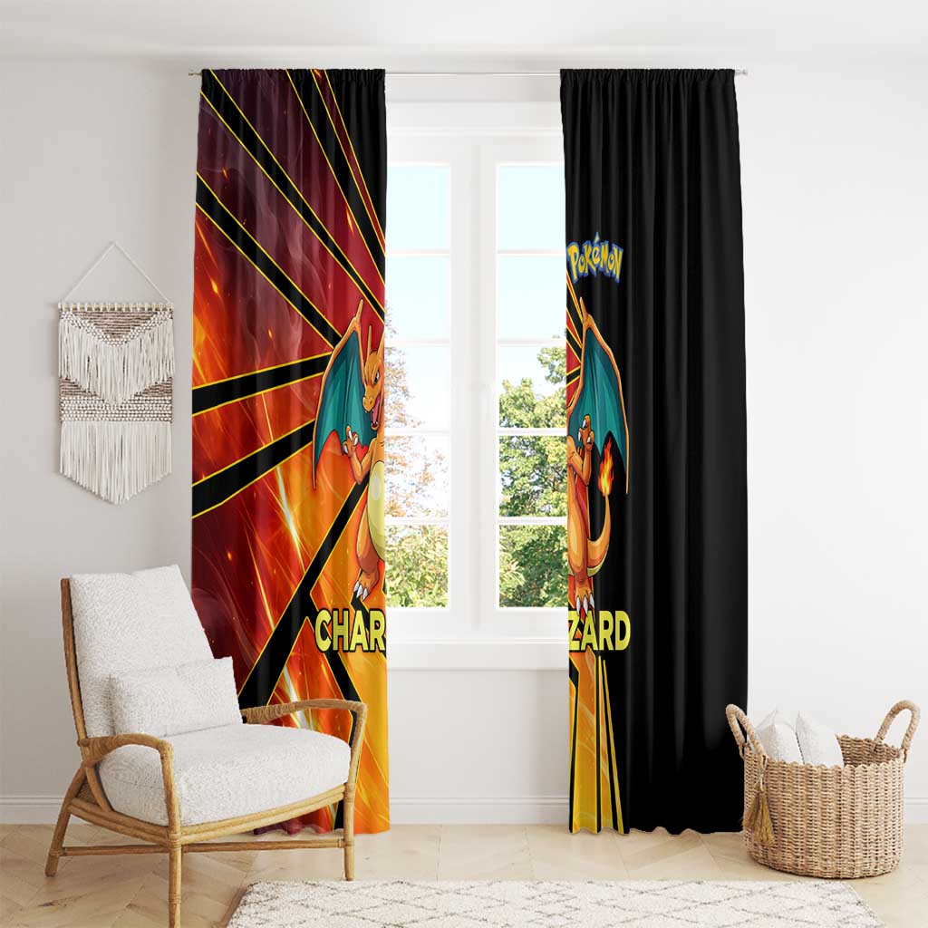 Charizard Poké Window Curtain Retro Comic Style Explosion