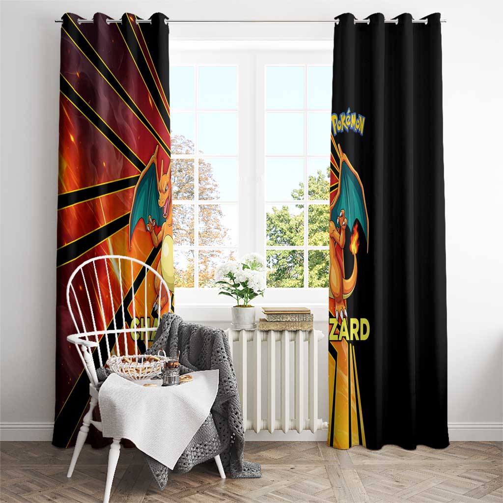 Charizard Poké Window Curtain Retro Comic Style Explosion