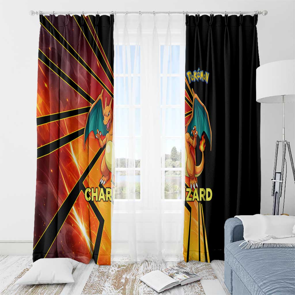Charizard Poké Window Curtain Retro Comic Style Explosion