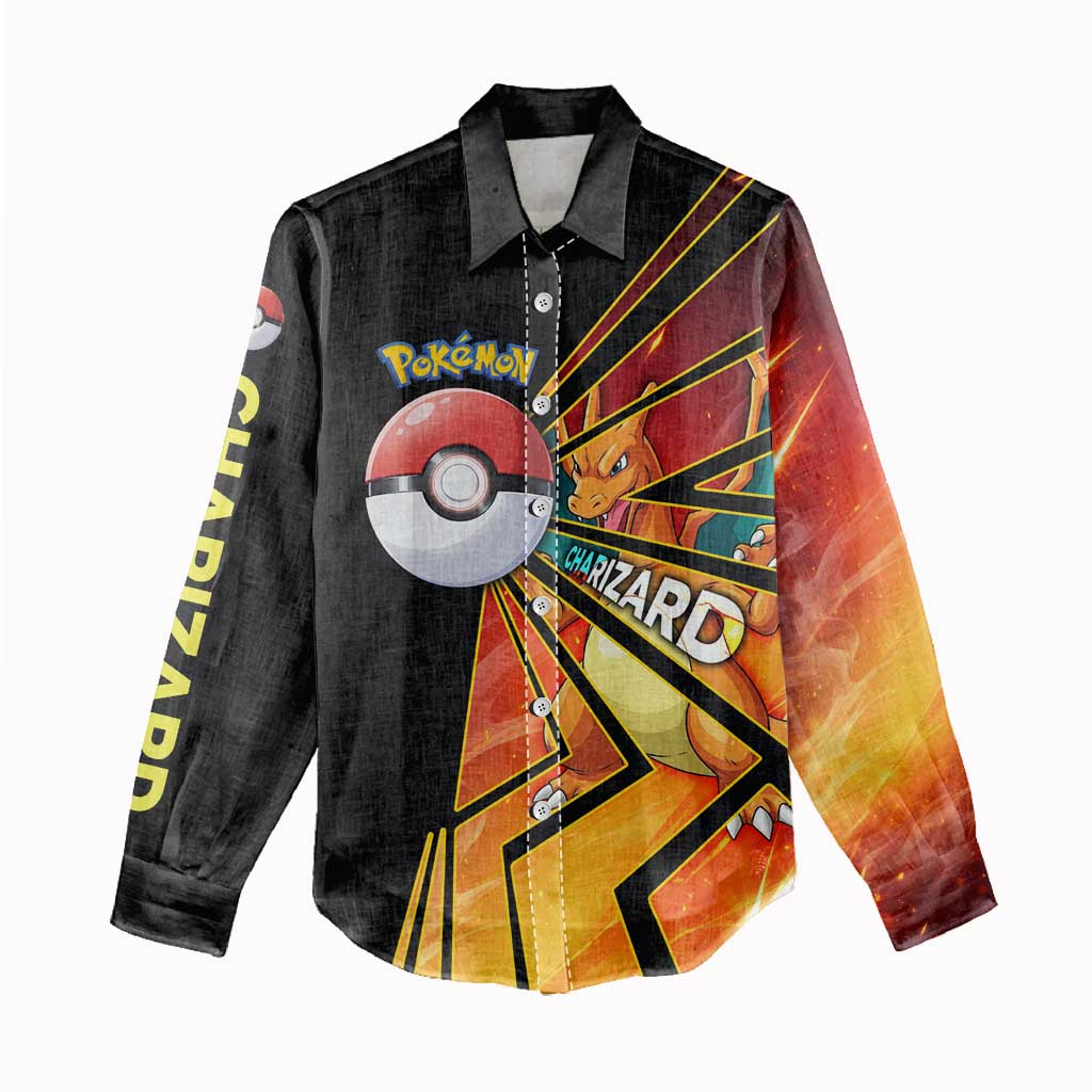 Charizard Poké Women Casual Shirt Retro Comic Style Explosion