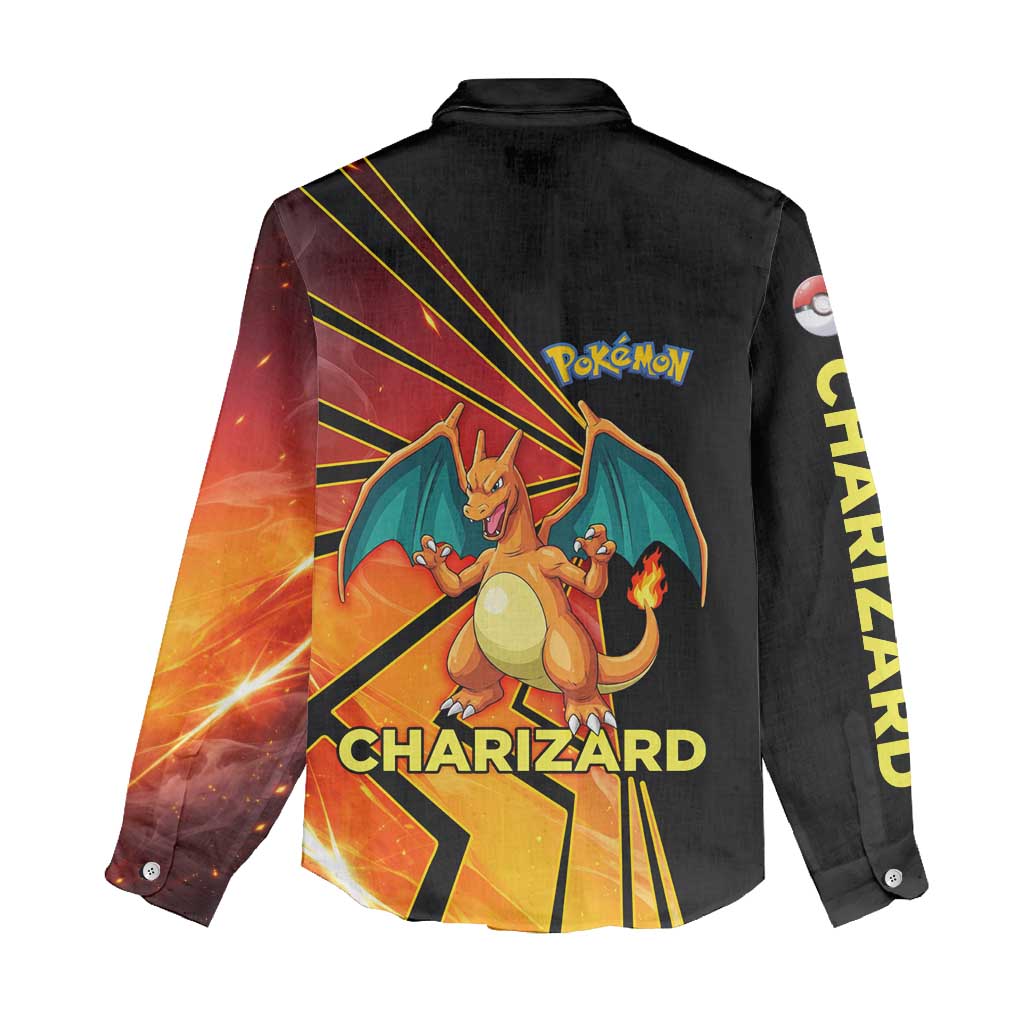 Charizard Poké Women Casual Shirt Retro Comic Style Explosion