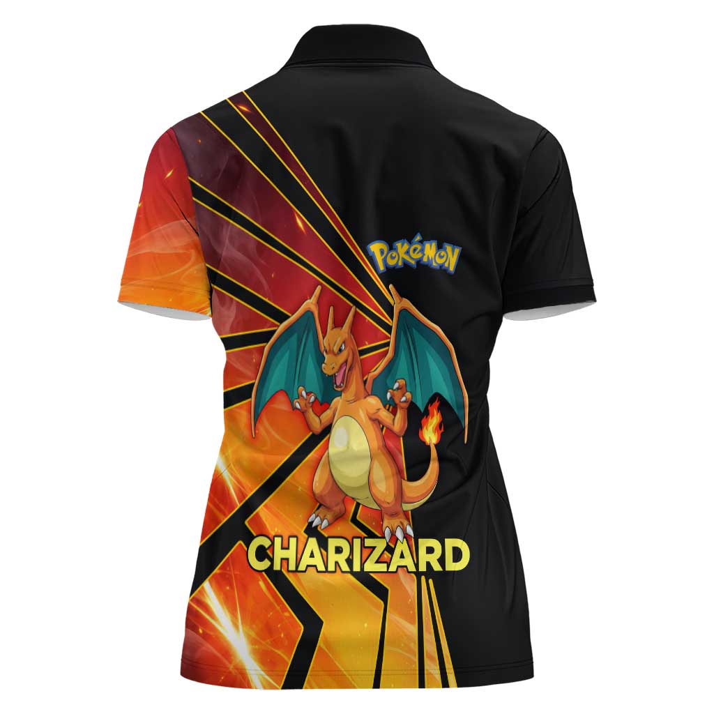 Charizard Poké Women Polo Shirt Retro Comic Style Explosion