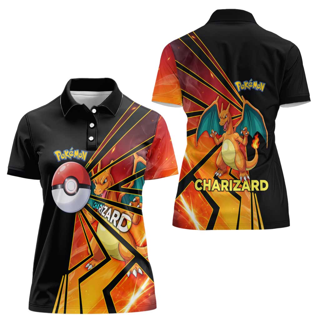 Charizard Poké Women Polo Shirt Retro Comic Style Explosion