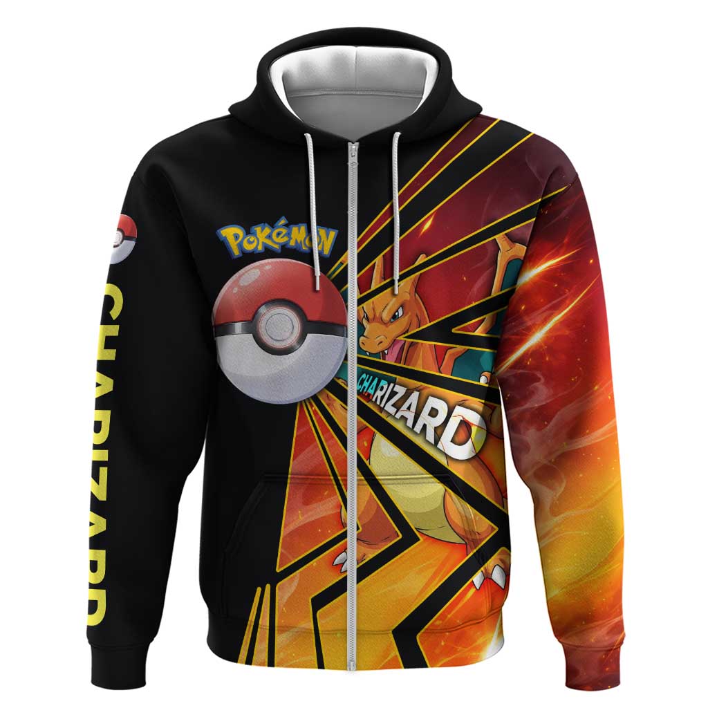 Charizard Poké Zip Hoodie Retro Comic Style Explosion