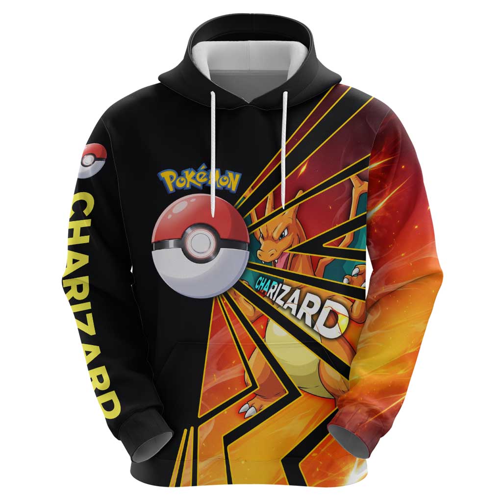 Charizard Poké Zip Hoodie Retro Comic Style Explosion