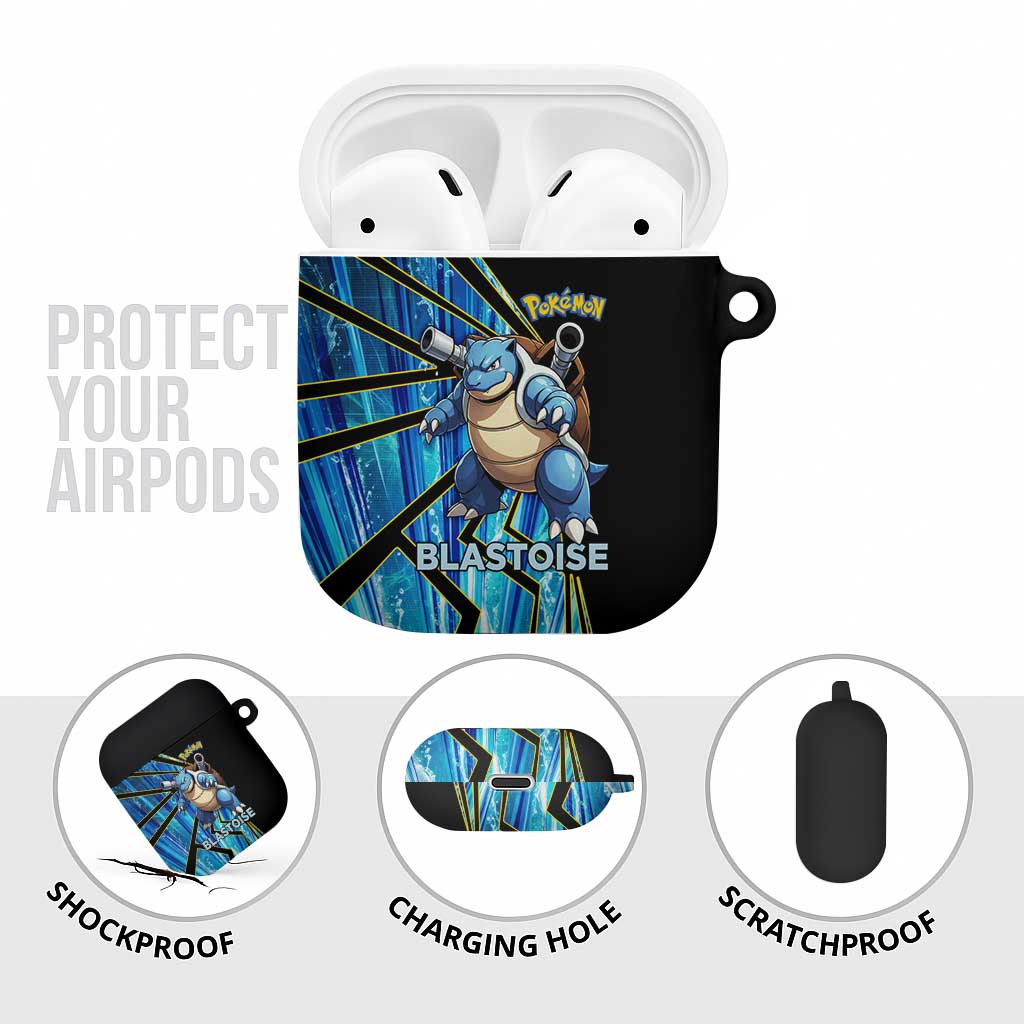 Blastoise Poké AirPods Case Aqua Burst Comic Style
