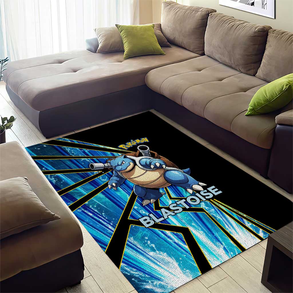 Blastoise Poké Area Rug Aqua Burst Comic Style