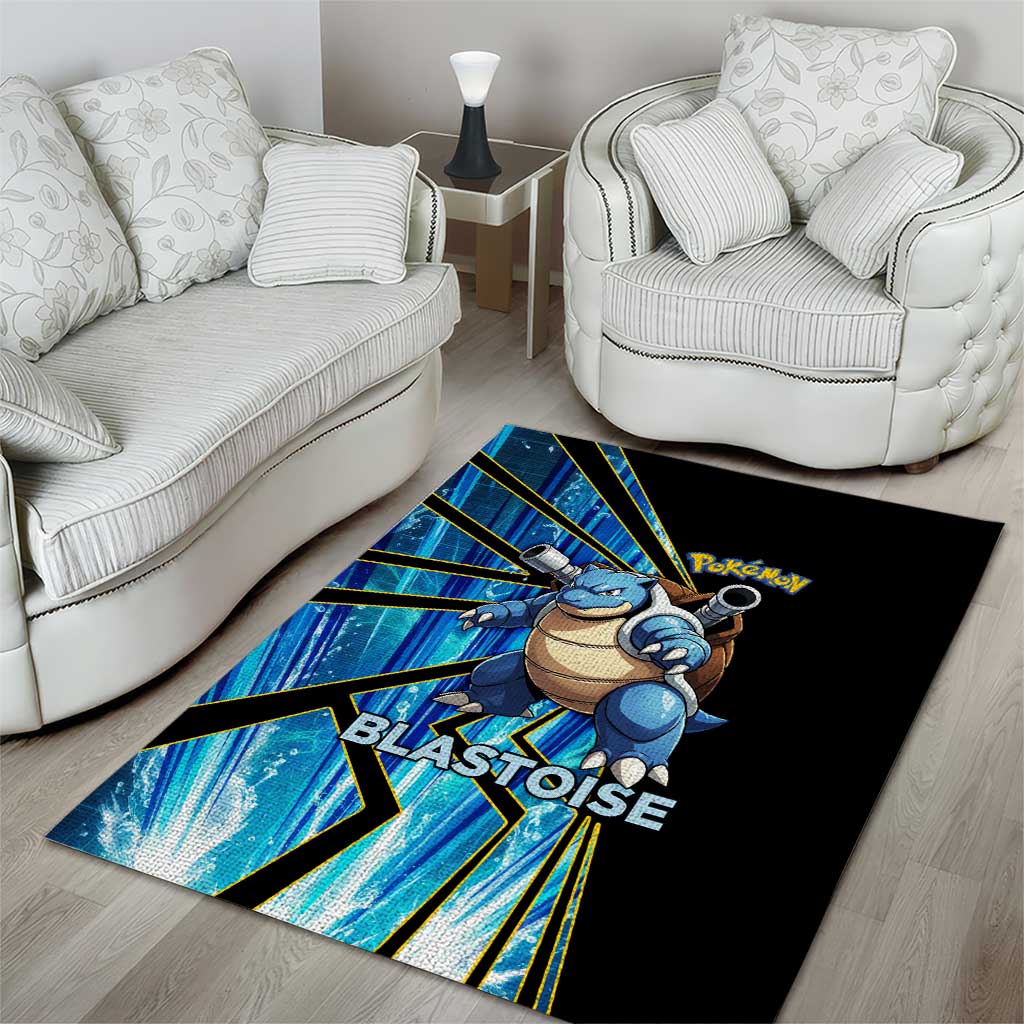 Blastoise Poké Area Rug Aqua Burst Comic Style