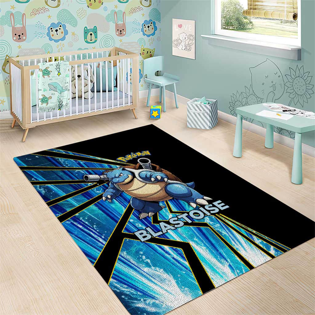 Blastoise Poké Area Rug Aqua Burst Comic Style