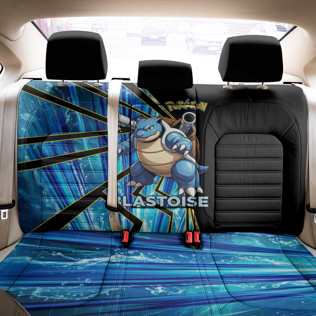 Blastoise Poké Back Car Seat Cover Aqua Burst Comic Style