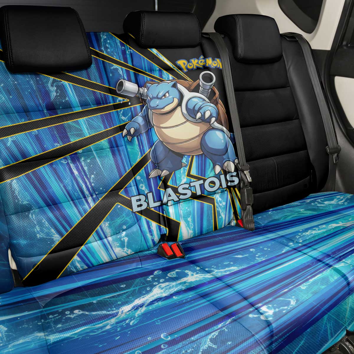 Blastoise Poké Back Car Seat Cover Aqua Burst Comic Style