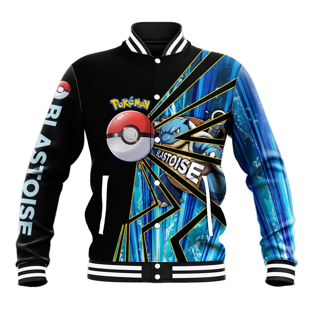 Blastoise Poké Baseball Jacket Aqua Burst Comic Style