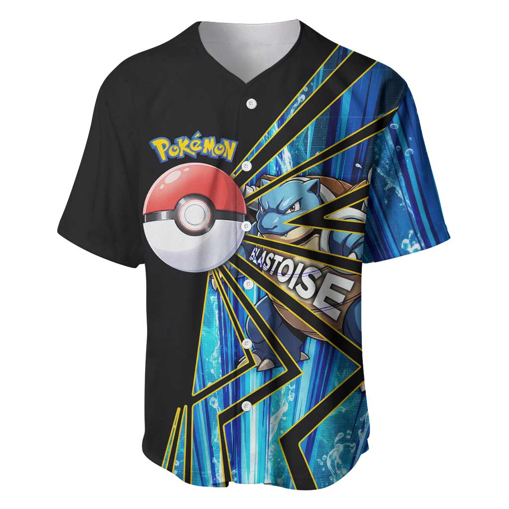 Blastoise Poké Baseball Jersey Aqua Burst Comic Style