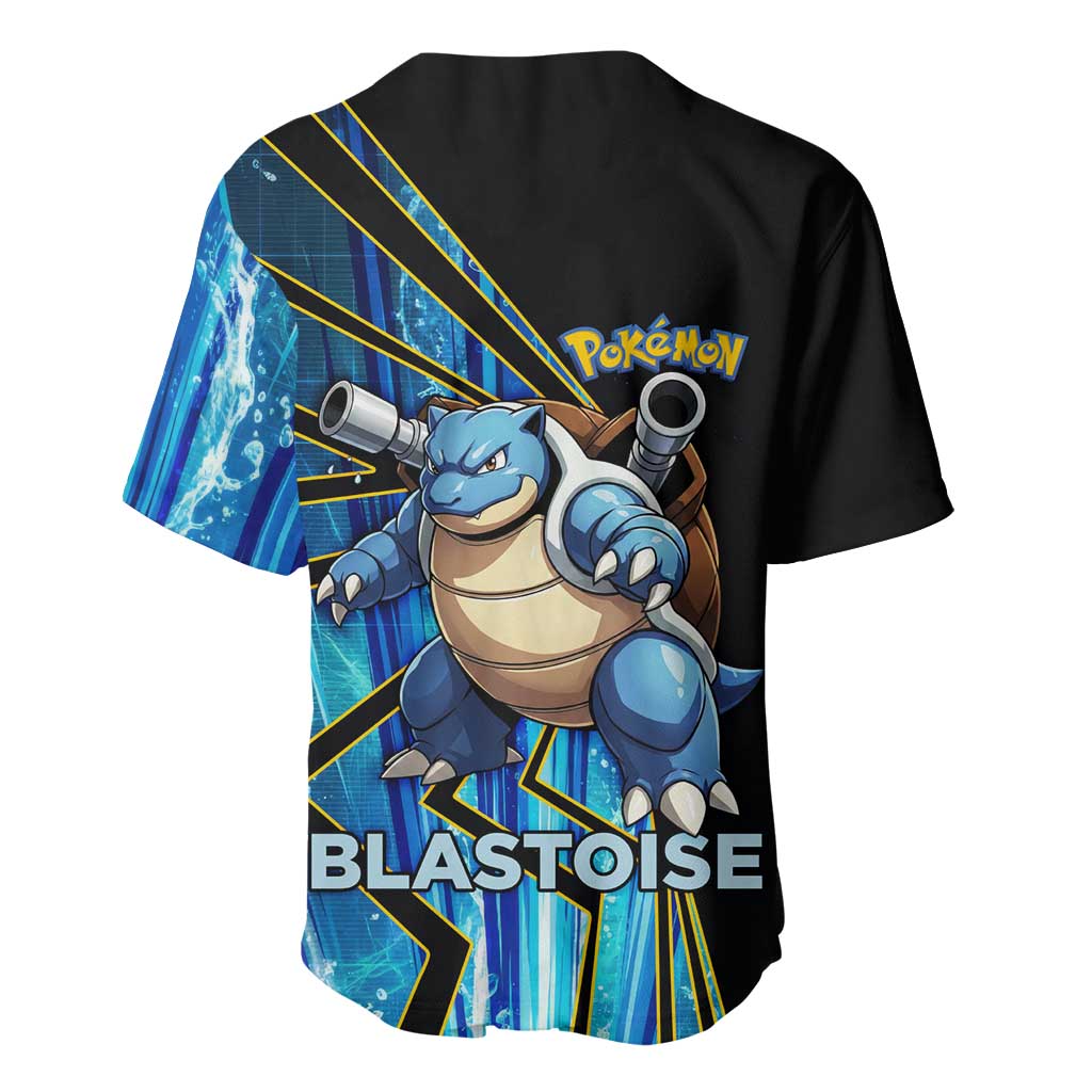 Blastoise Poké Baseball Jersey Aqua Burst Comic Style