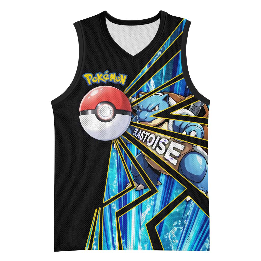 Blastoise Poké Basketball Jersey Aqua Burst Comic Style