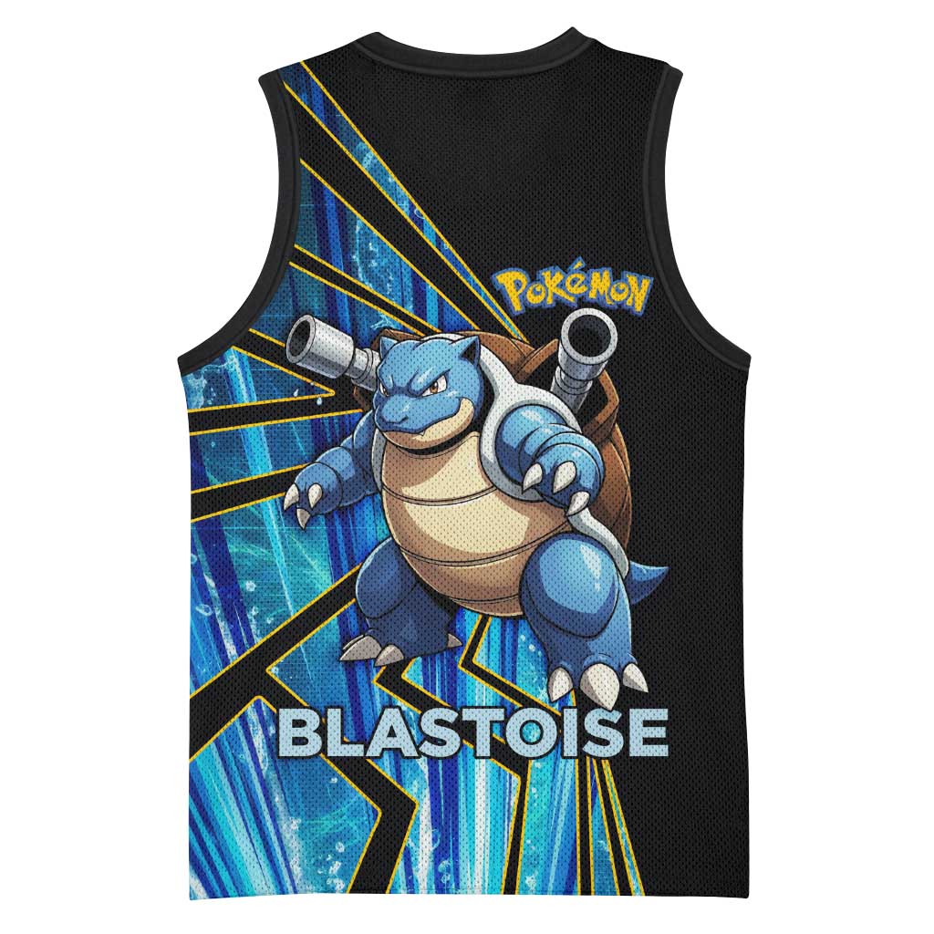 Blastoise Poké Basketball Jersey Aqua Burst Comic Style