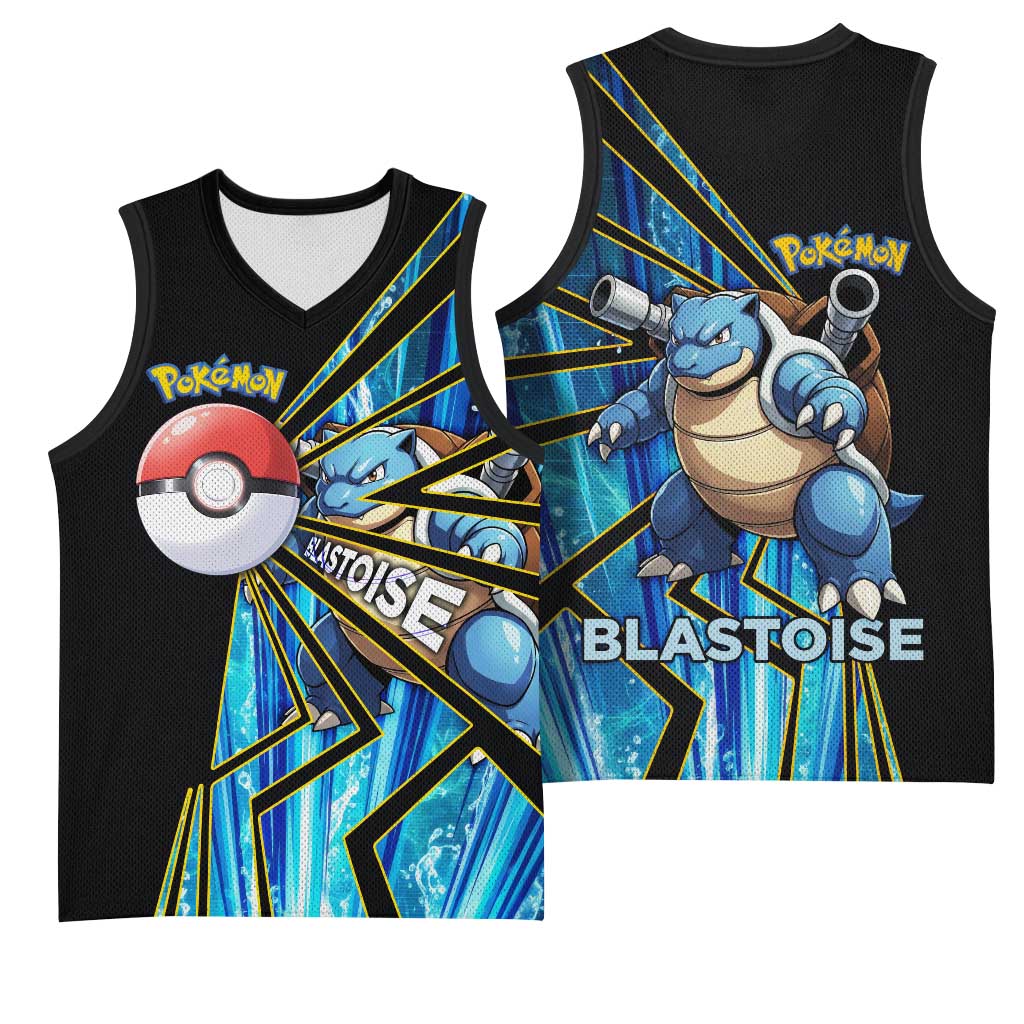 Blastoise Poké Basketball Jersey Aqua Burst Comic Style