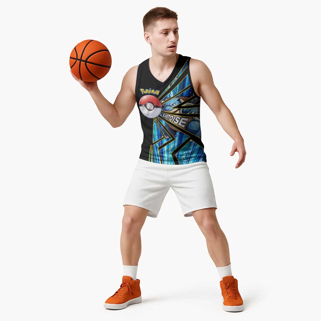Blastoise Poké Basketball Jersey Aqua Burst Comic Style