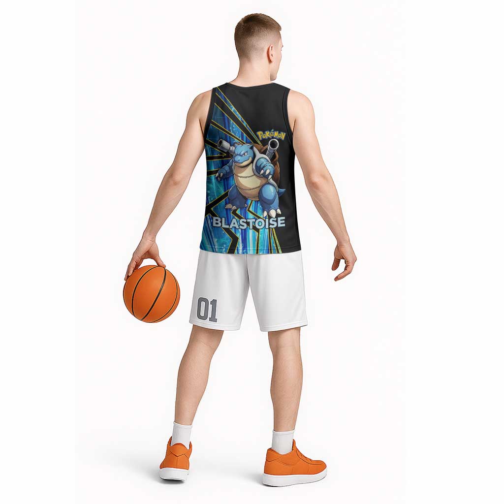 Blastoise Poké Basketball Jersey Aqua Burst Comic Style