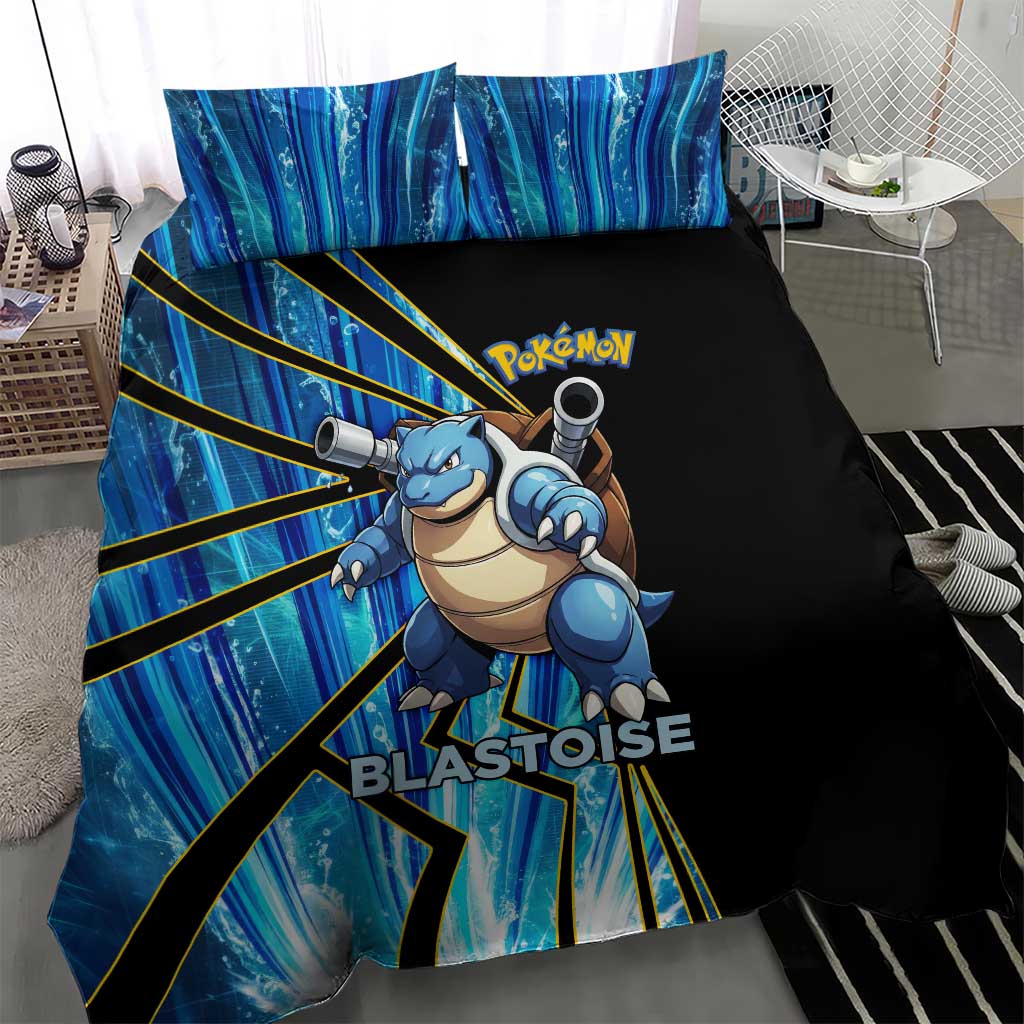 Blastoise Poké Bedding Set Aqua Burst Comic Style