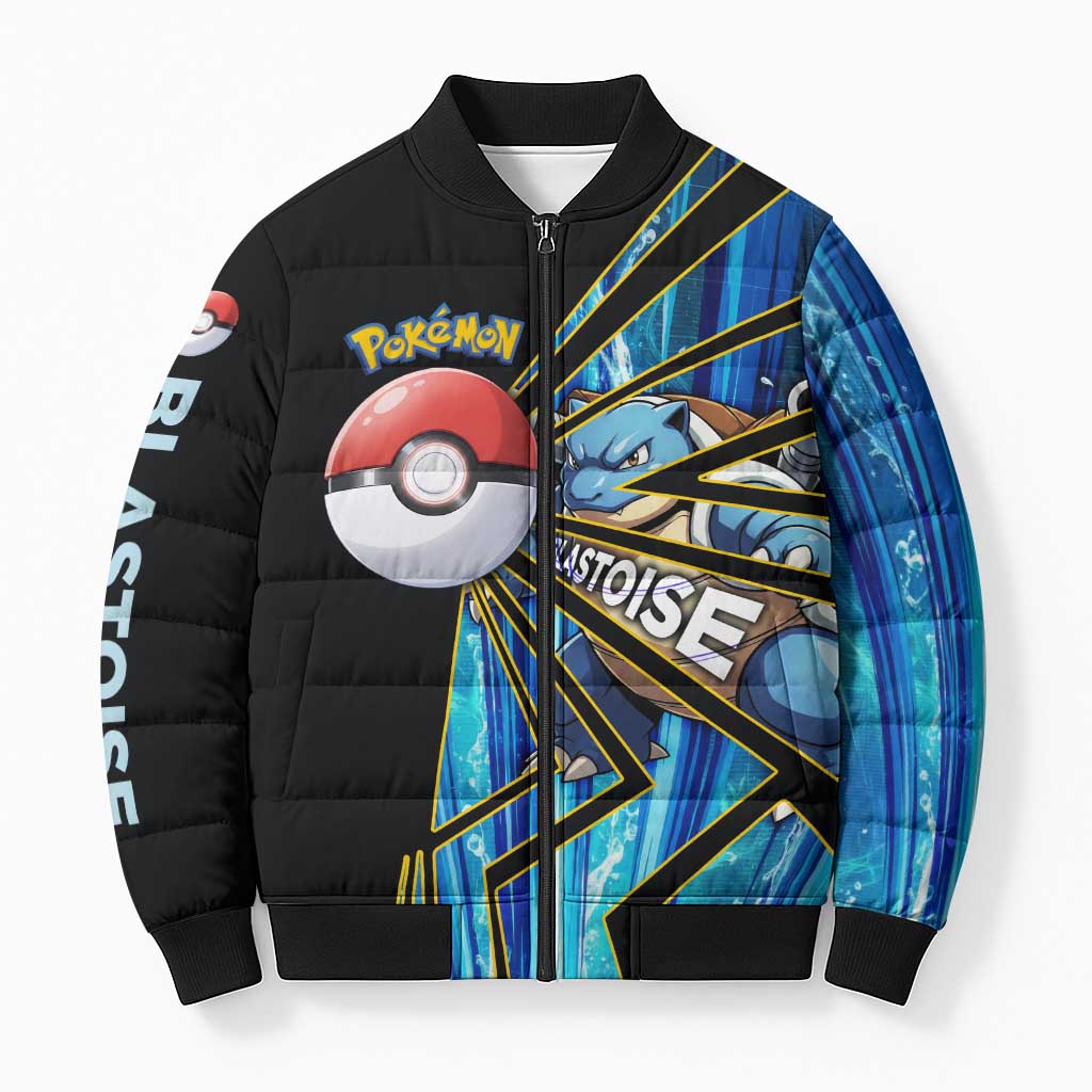 Blastoise Poké Bomber Puffer Jacket Aqua Burst Comic Style