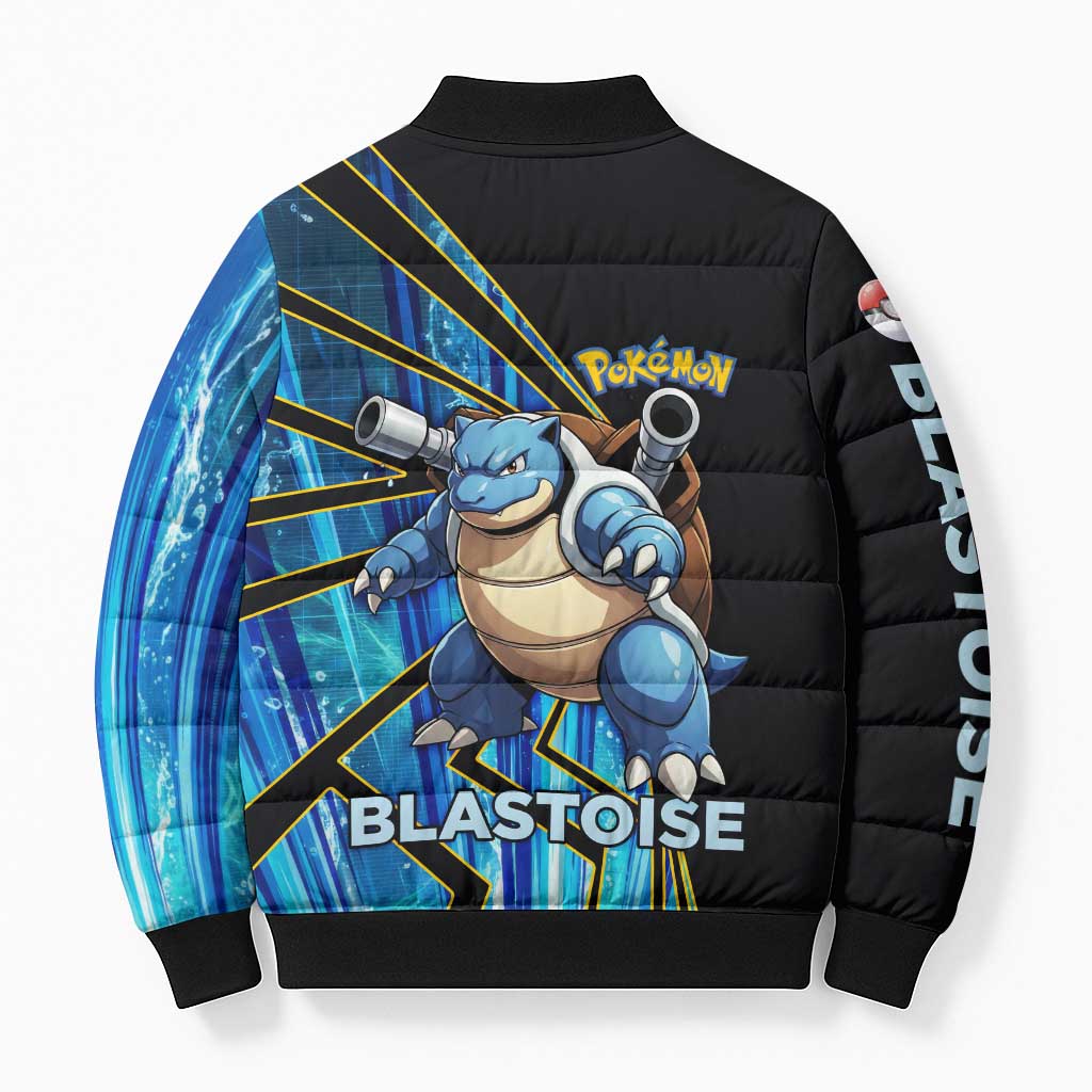 Blastoise Poké Bomber Puffer Jacket Aqua Burst Comic Style