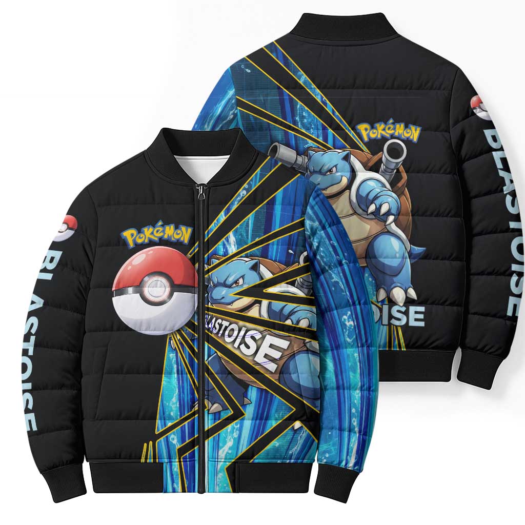 Blastoise Poké Bomber Puffer Jacket Aqua Burst Comic Style