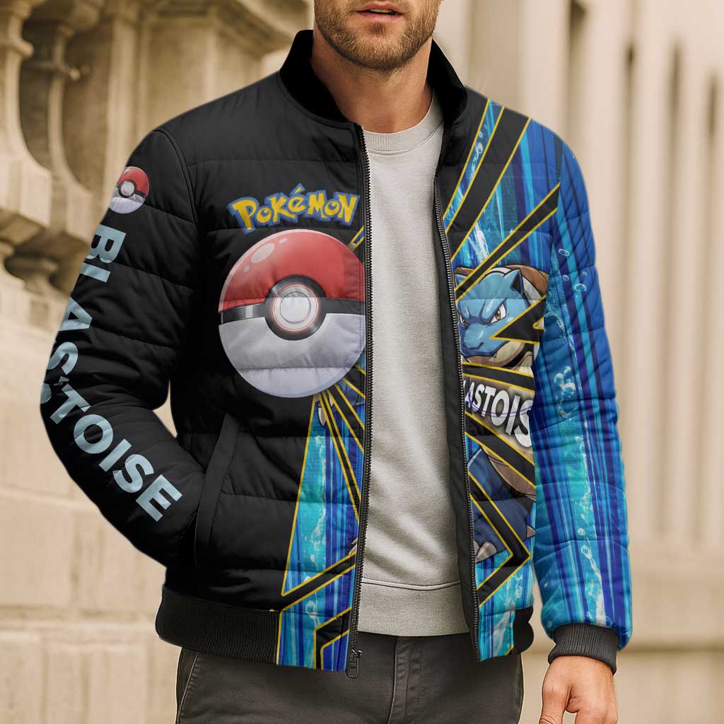 Blastoise Poké Bomber Puffer Jacket Aqua Burst Comic Style
