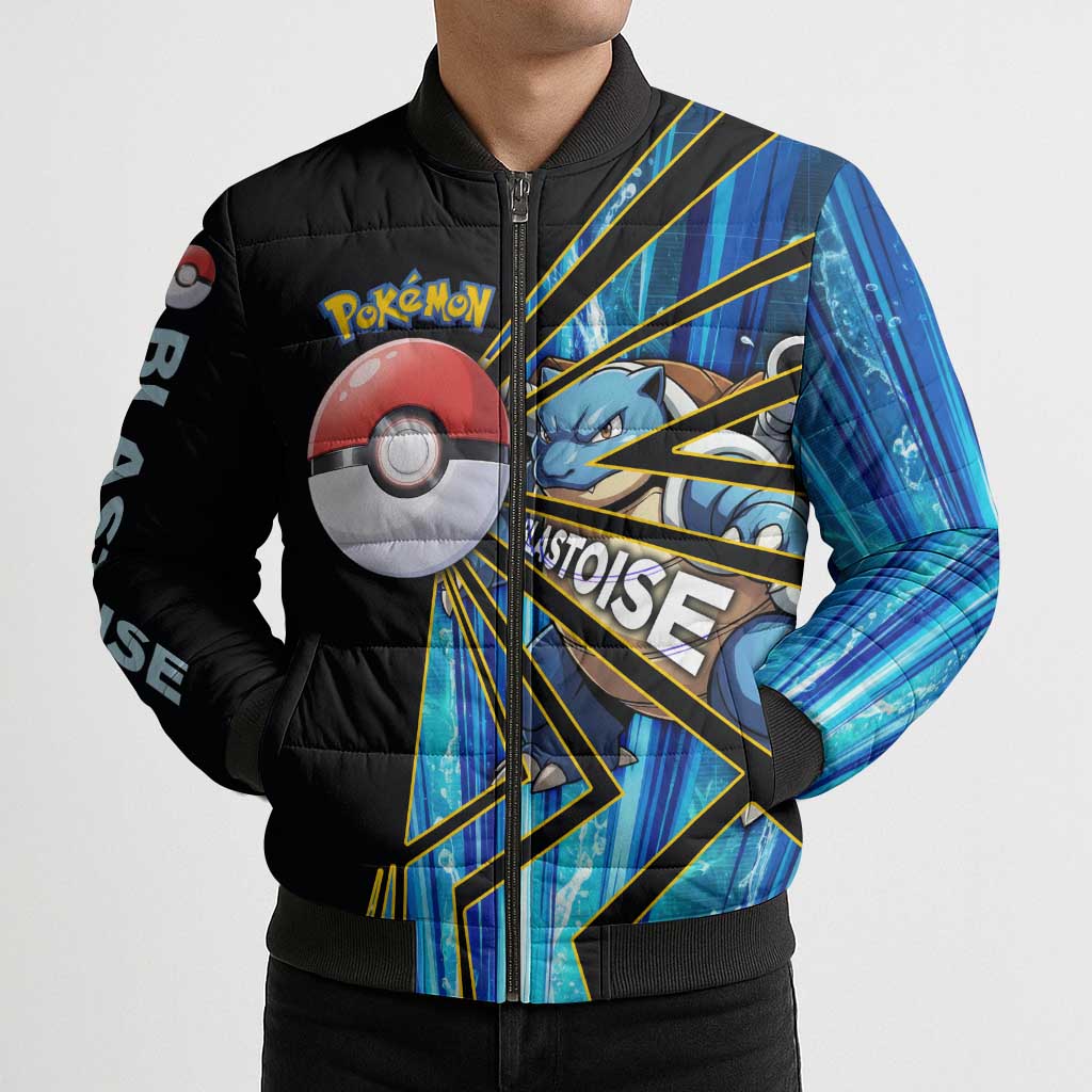 Blastoise Poké Bomber Puffer Jacket Aqua Burst Comic Style