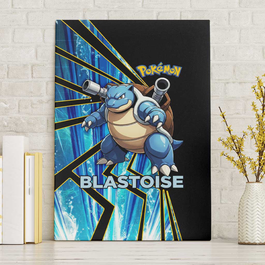 Blastoise Poké Canvas Wall Art Aqua Burst Comic Style