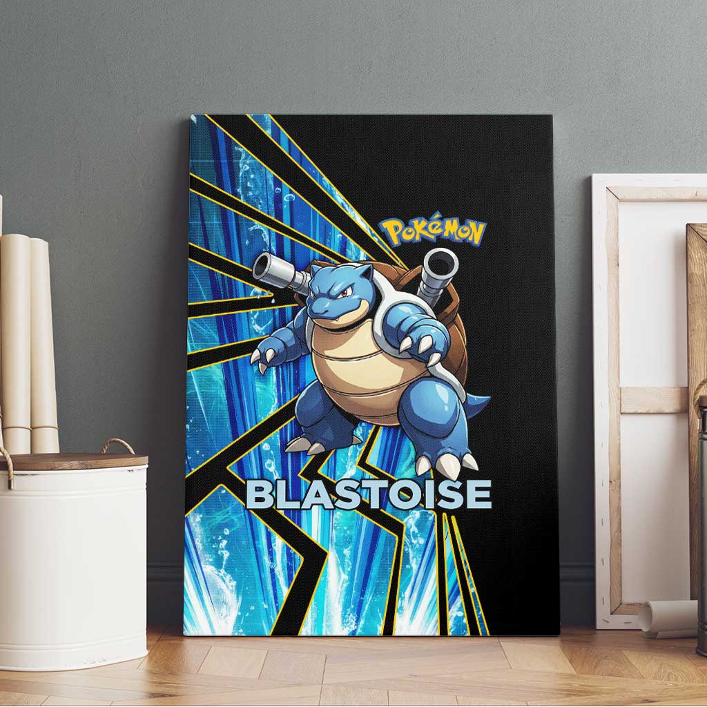 Blastoise Poké Canvas Wall Art Aqua Burst Comic Style