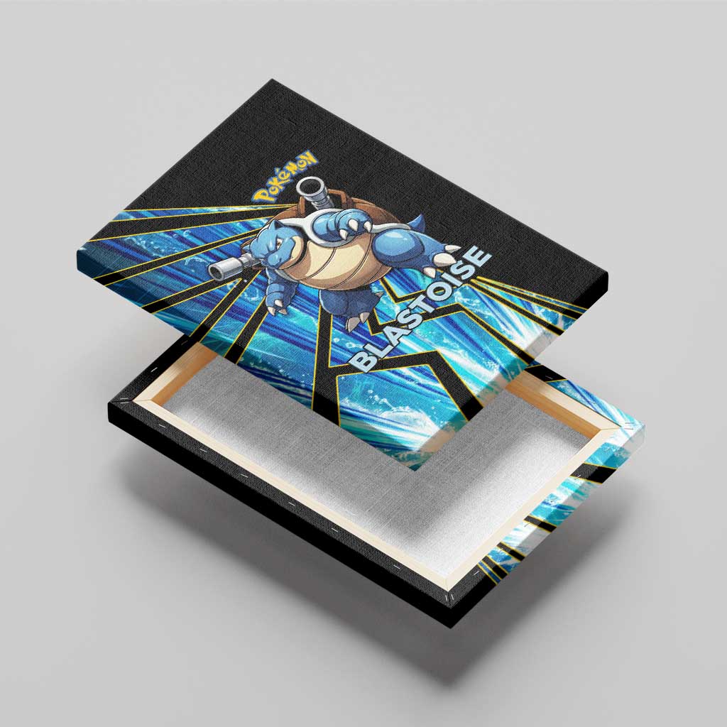 Blastoise Poké Canvas Wall Art Aqua Burst Comic Style
