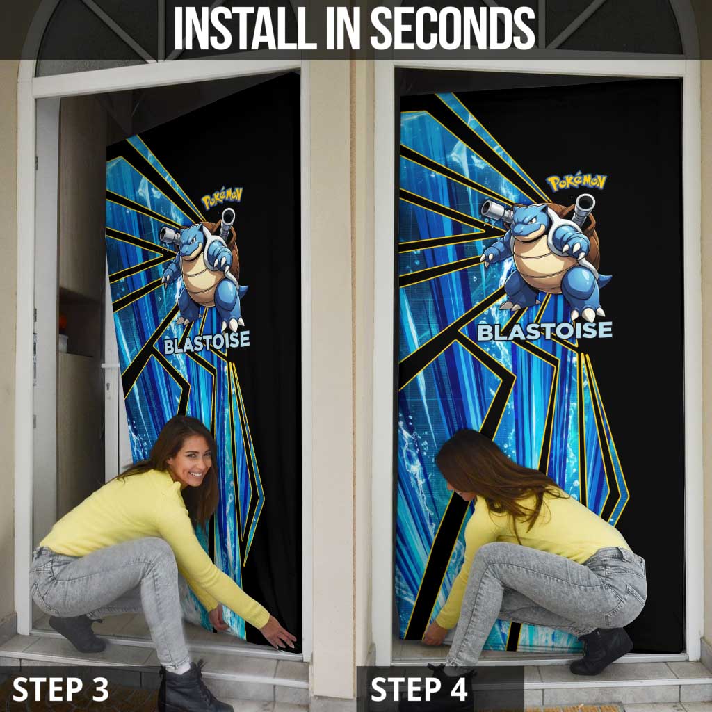 Blastoise Poké Door Cover Aqua Burst Comic Style