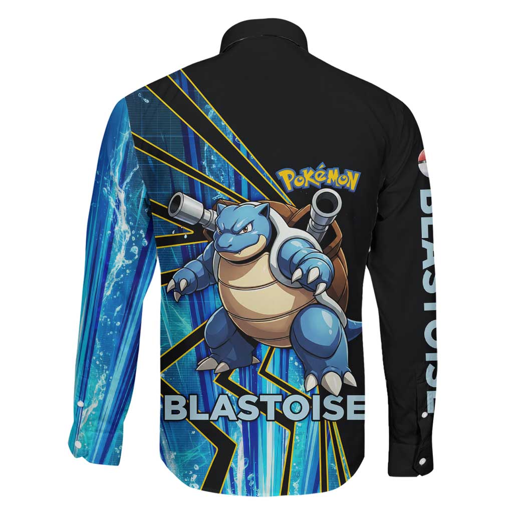 Blastoise Poké Family Matching Short Sleeve Bodycon Dress and Hawaiian Shirt Aqua Burst Comic Style