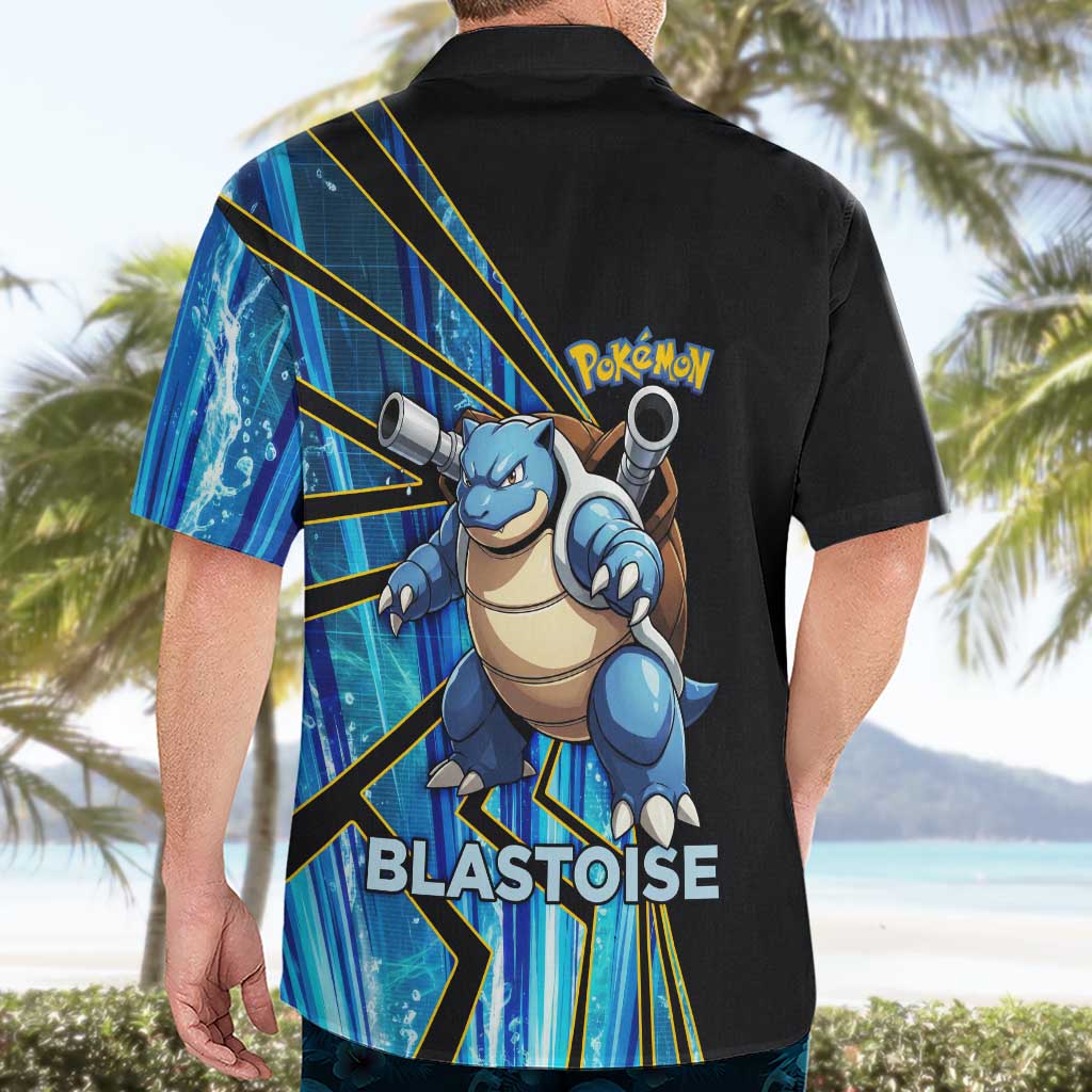 Blastoise Poké Hawaiian Shirt Aqua Burst Comic Style