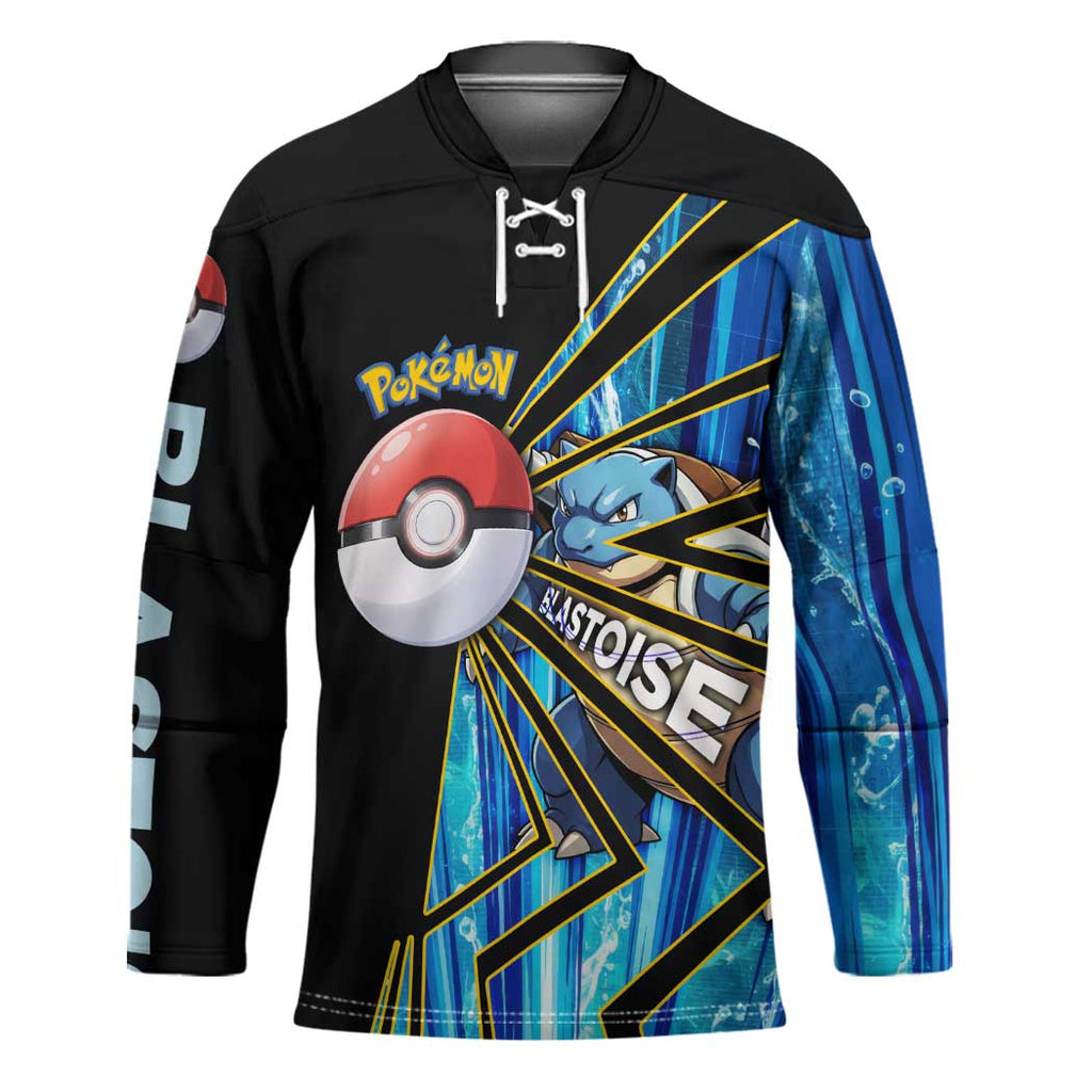 Blastoise Poké Hockey Jersey Aqua Burst Comic Style