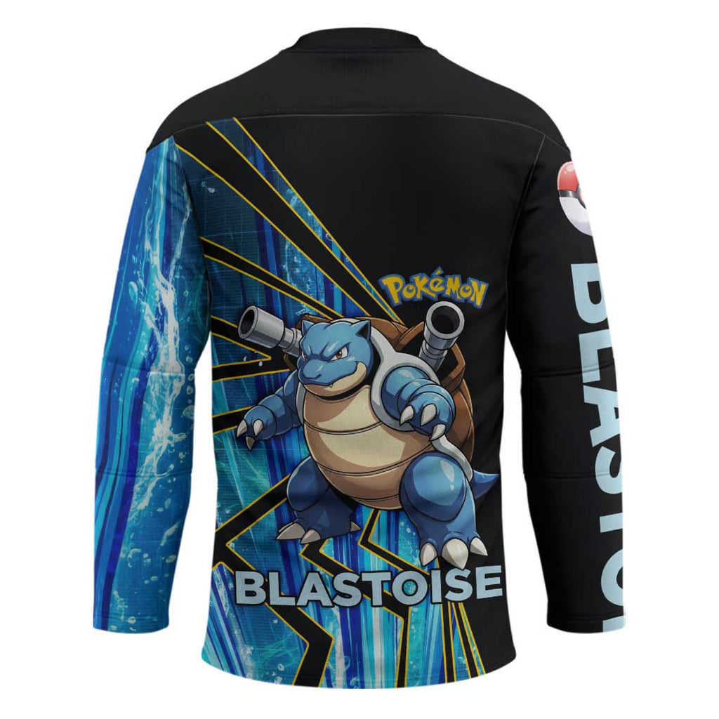 Blastoise Poké Hockey Jersey Aqua Burst Comic Style