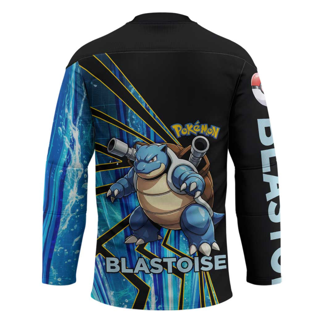 Blastoise Poké Hockey Jersey Aqua Burst Comic Style
