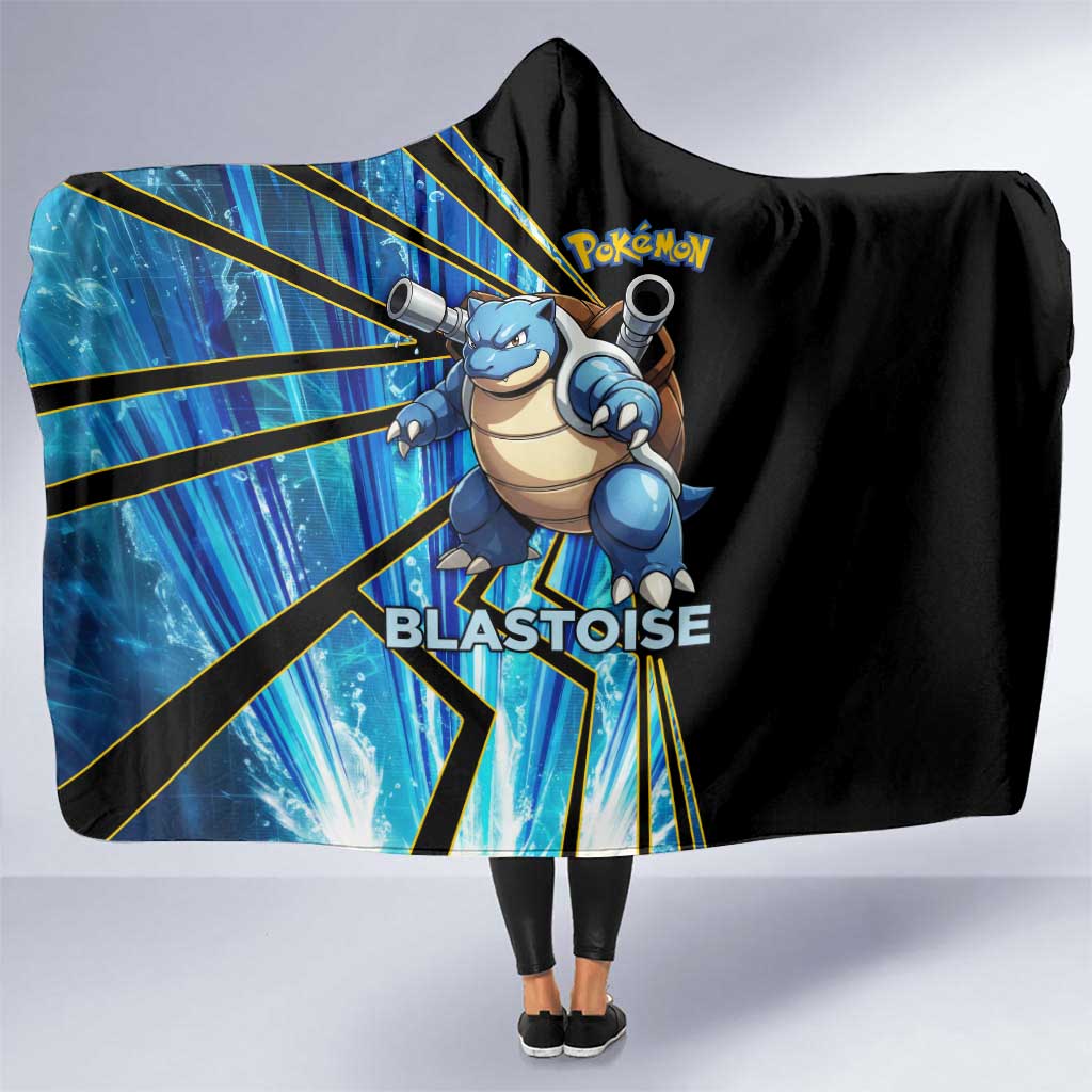 Blastoise Poké Hooded Blanket Aqua Burst Comic Style