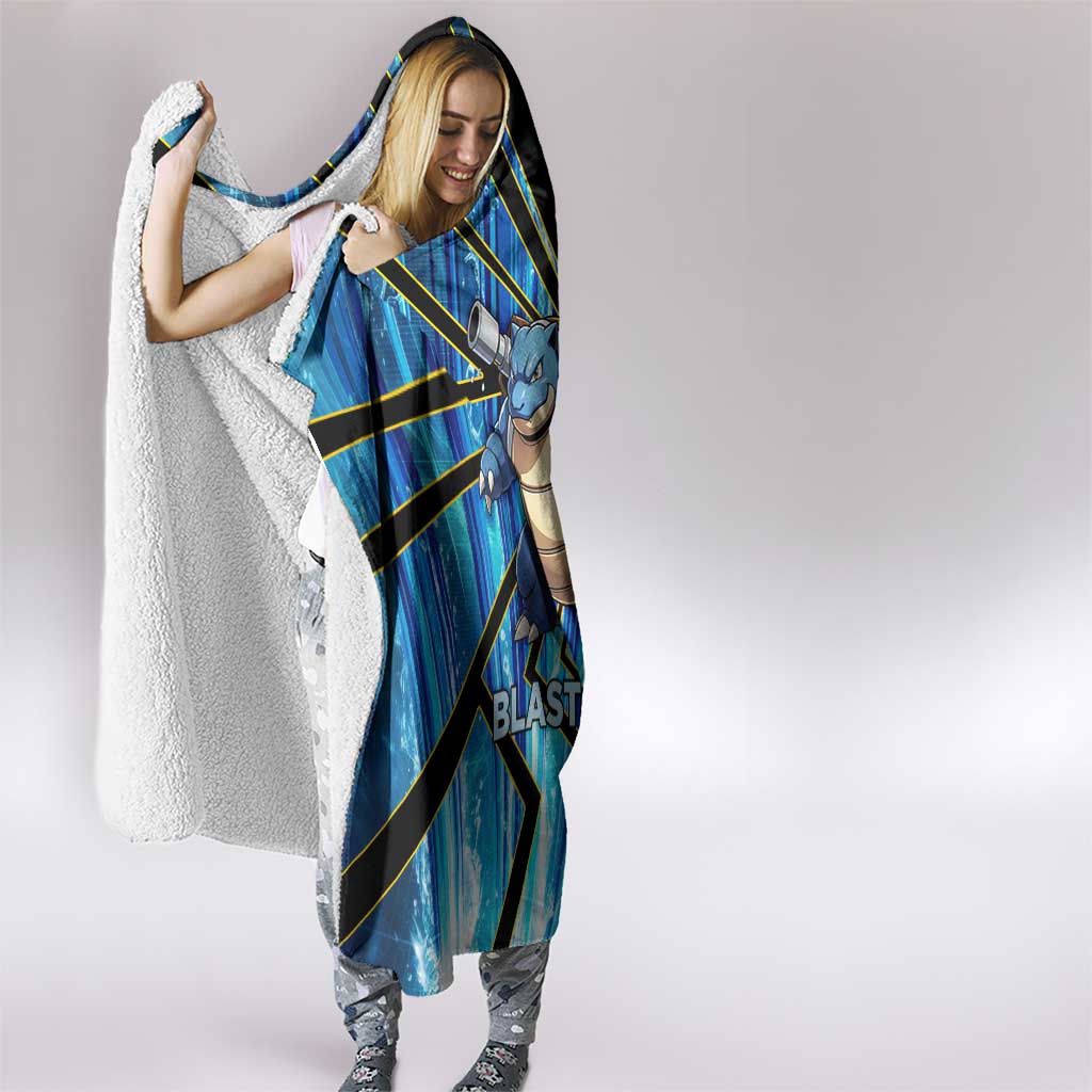 Blastoise Poké Hooded Blanket Aqua Burst Comic Style