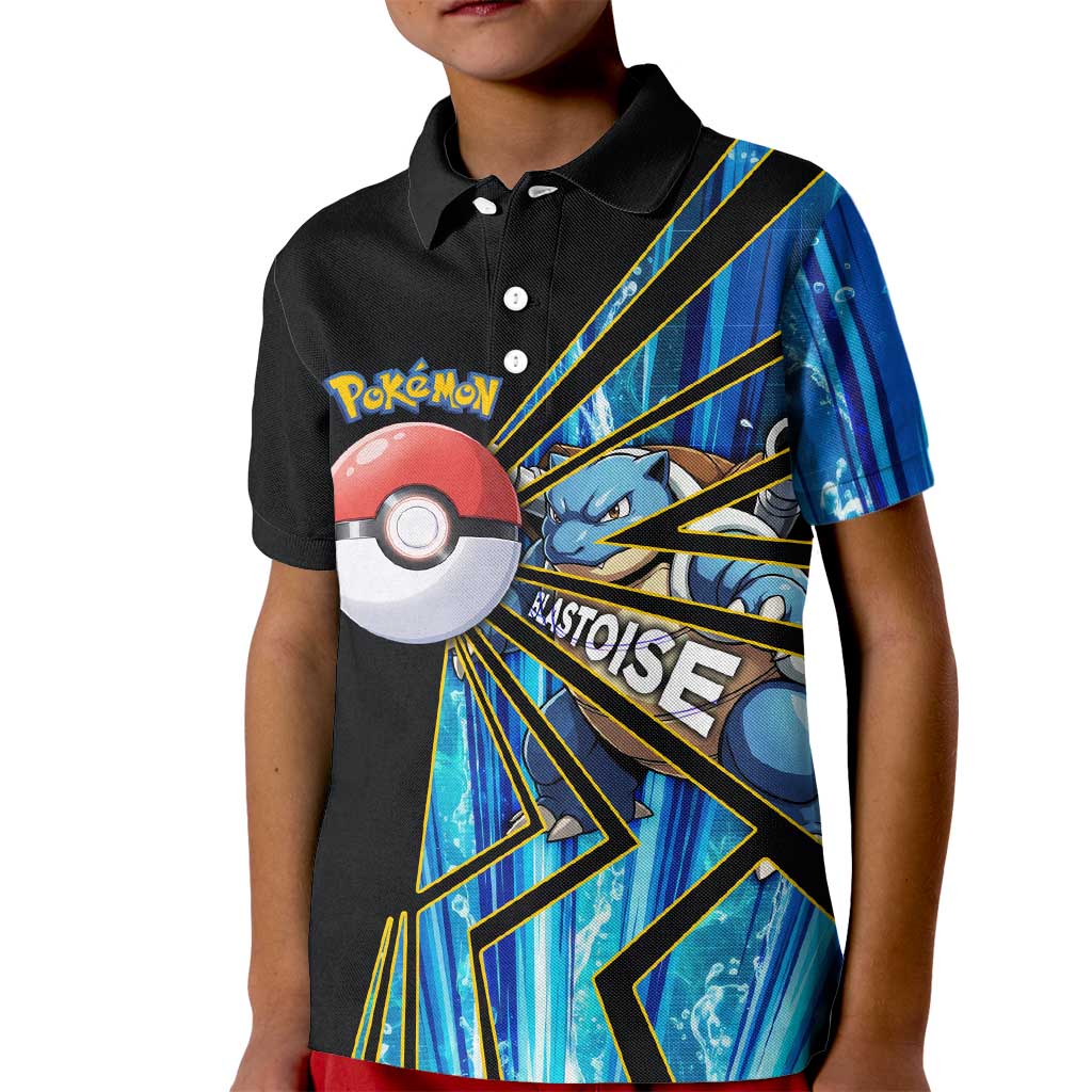 Blastoise Poké Kid Polo Shirt Aqua Burst Comic Style