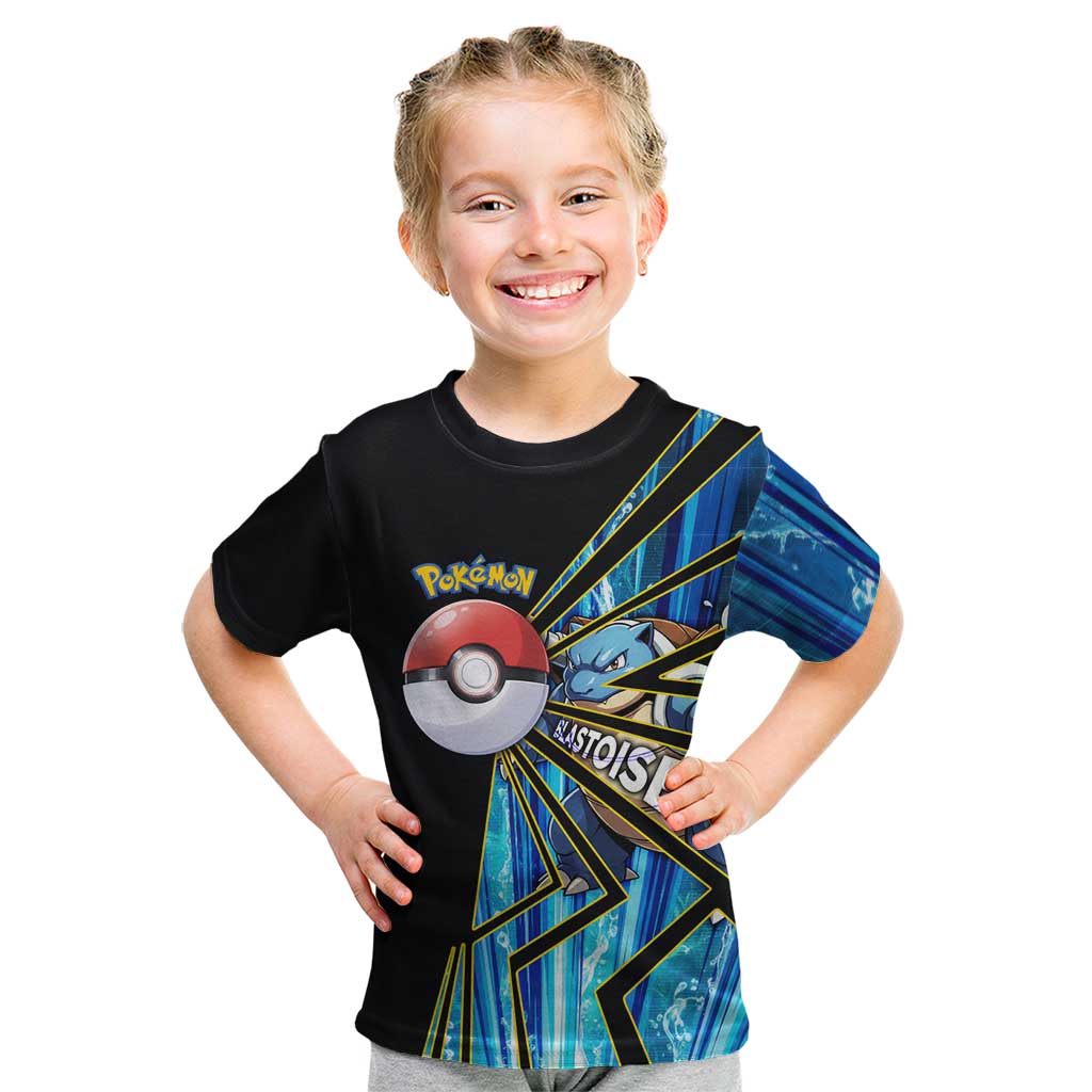 Blastoise Poké Kid T Shirt Aqua Burst Comic Style