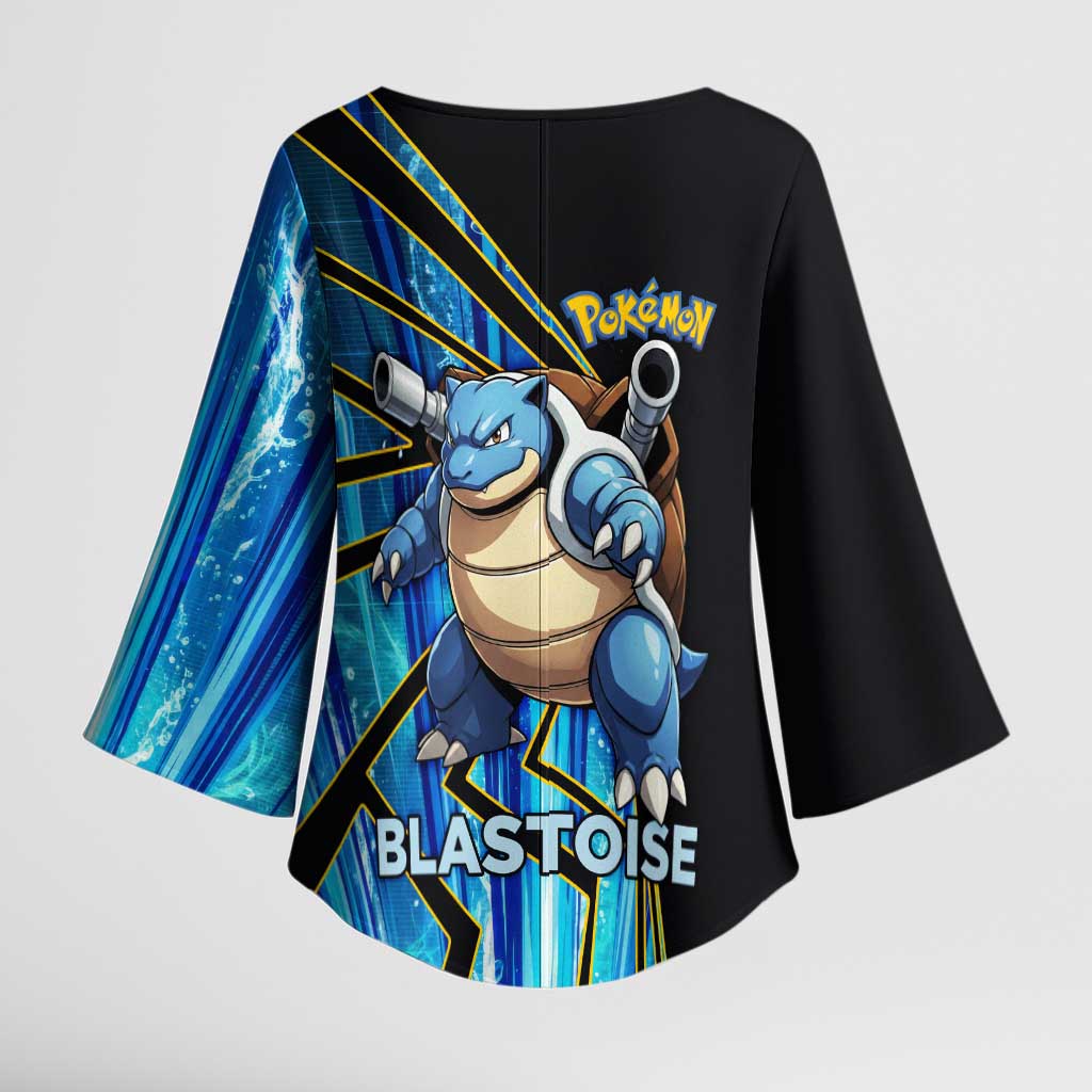 Blastoise Poké Kimono Sleeve Blouse Aqua Burst Comic Style
