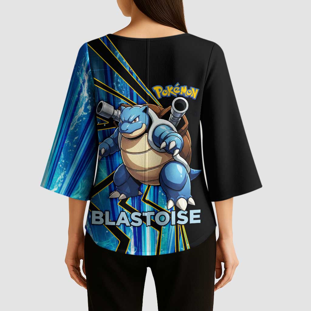 Blastoise Poké Kimono Sleeve Blouse Aqua Burst Comic Style