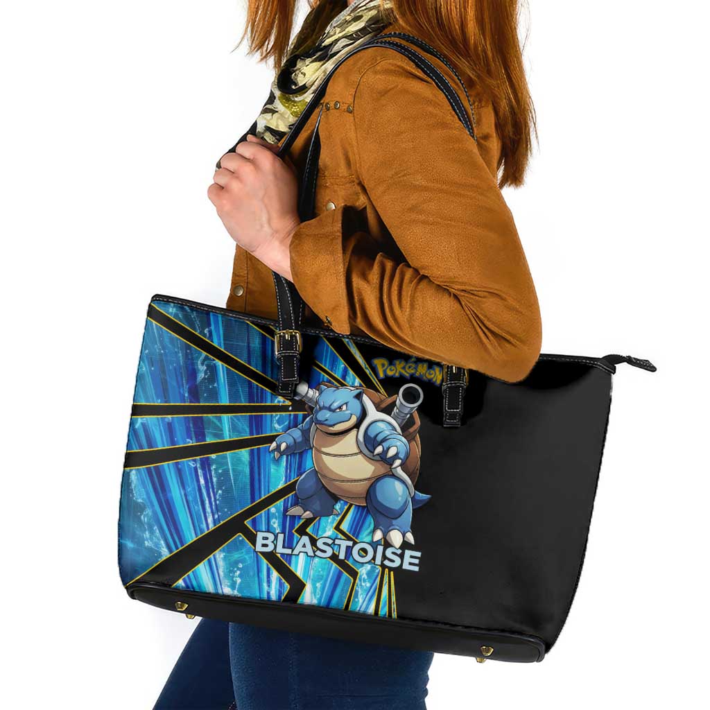 Blastoise Poké Leather Tote Bag Aqua Burst Comic Style