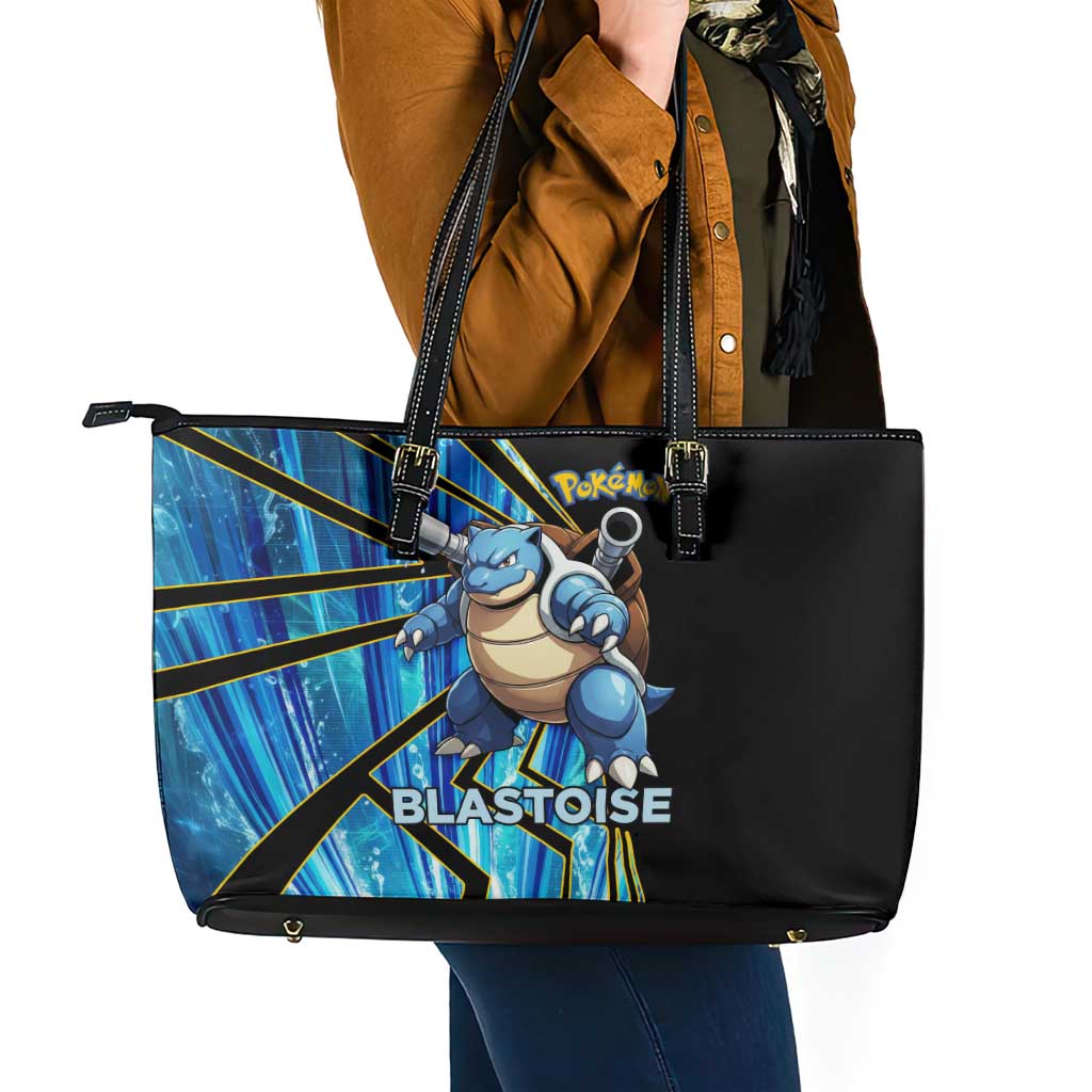Blastoise Poké Leather Tote Bag Aqua Burst Comic Style